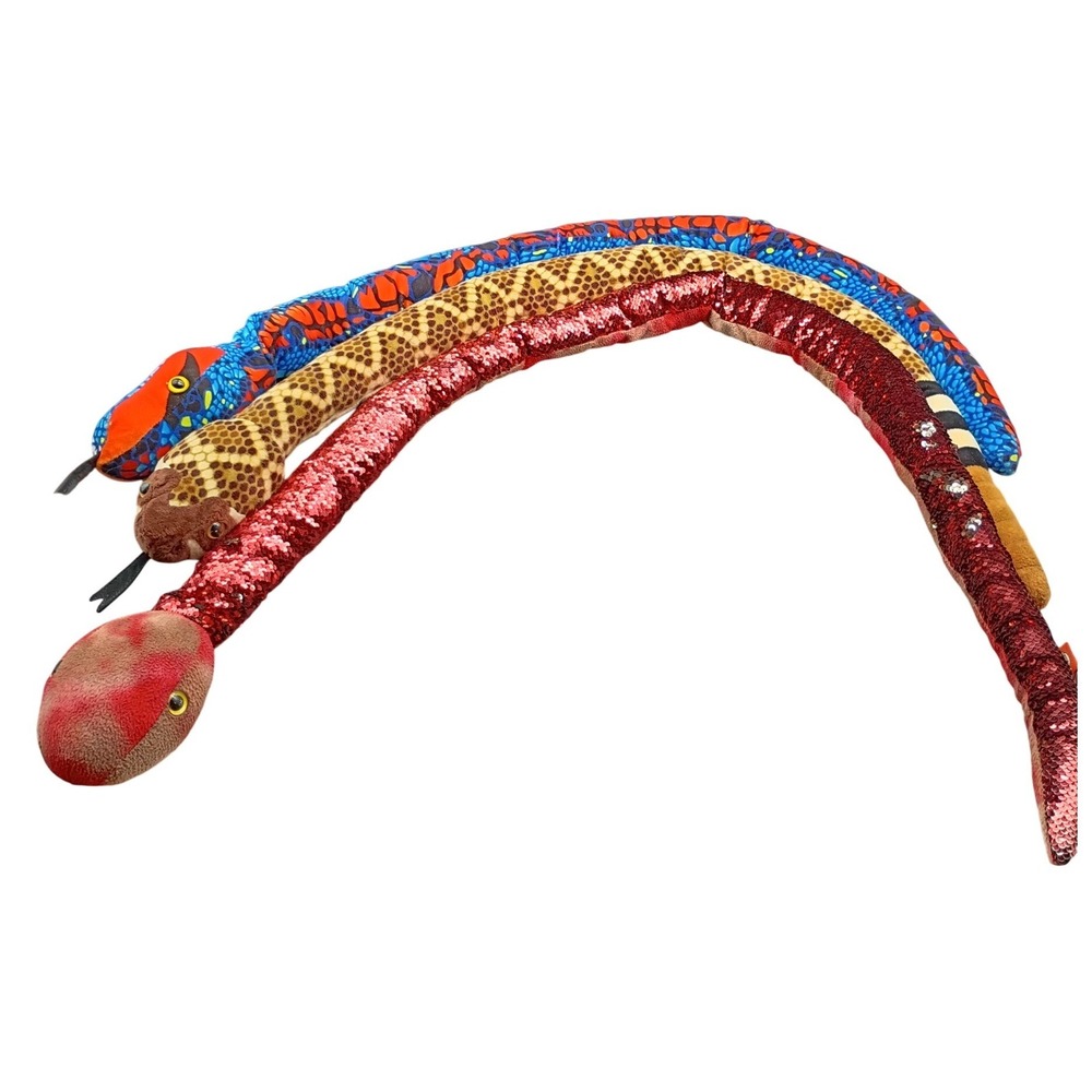 Wild Republic Adventure Planet Plush Snake Bundle Sequin Rattlesnake 3pc Lot